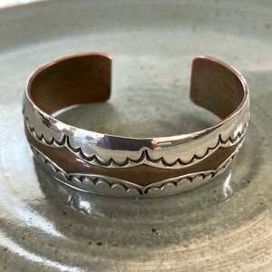 Rare Douglas Etsitty (Navajo) Sterling and Copper Cuff